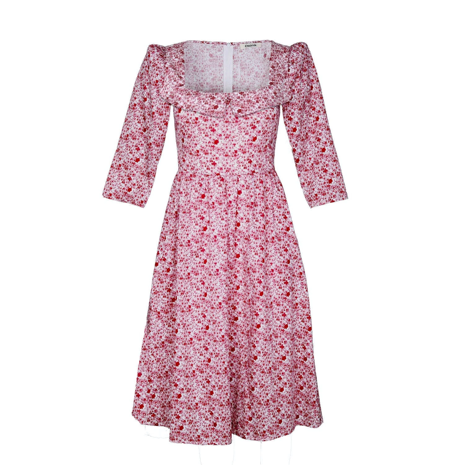 Onīrik īrik Marisol Dress / Pink (Ruby Red On Milkly White) Cotton Floral - Image 5