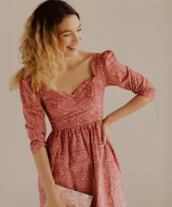 Onīrik īrik Violet Dress With Sweetheart Neck In Baroque Rose Cotton Cord