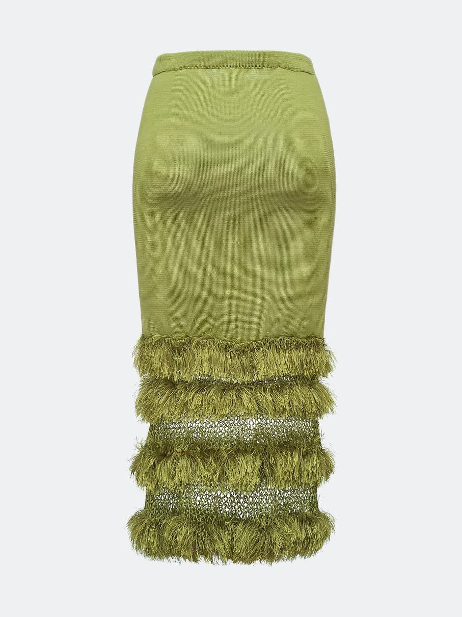 Andreeva Green Knit Skirt With Handmade Knit Details - Image 3