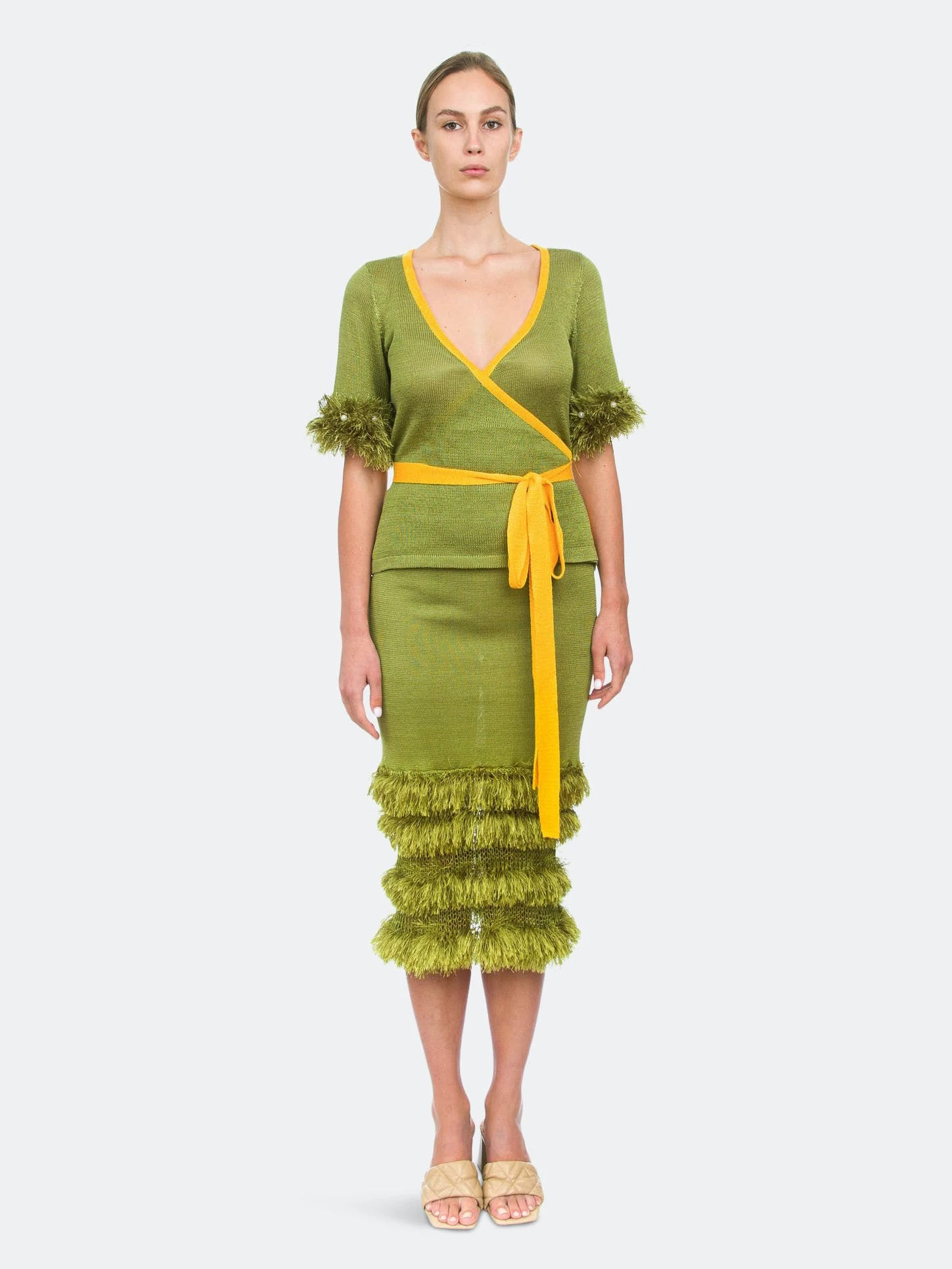 Andreeva Green Knit Skirt With Handmade Knit Details - Image 8