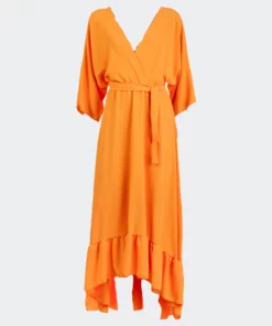 SOHUMAN Penny V-Shaped Neck Orange Dress