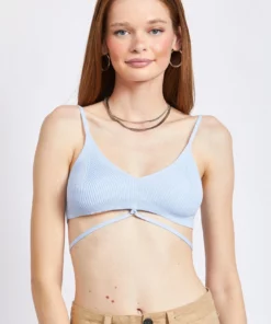 Emory Park Henley Spaghetti Strap Crop Top