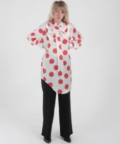 SOHUMAN Artemis White Blouse With Printed Red Circles