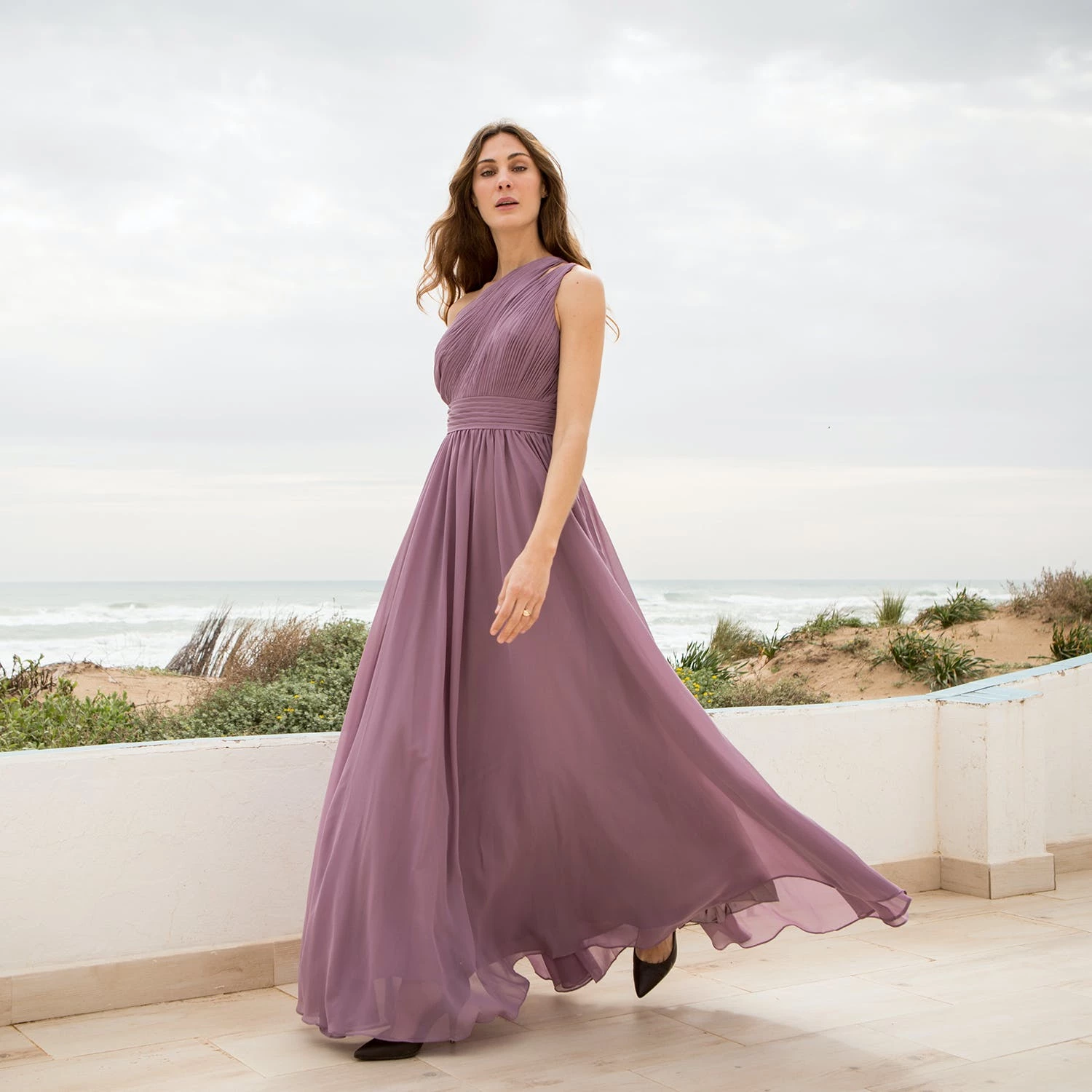 SOHUMAN Emma One Shoulder Maxi Dress