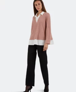 SOHUMAN Yasmin Rose Blouse With Double Collar
