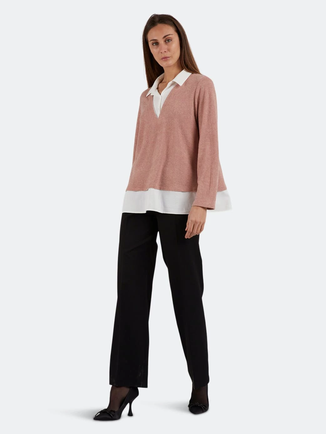 SOHUMAN Yasmin Rose Blouse With Double Collar