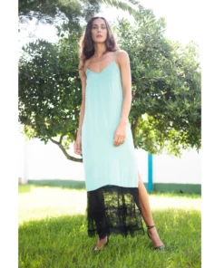 SOHUMAN Roselyn Navy-blue Dress With Black Detailed Fabric