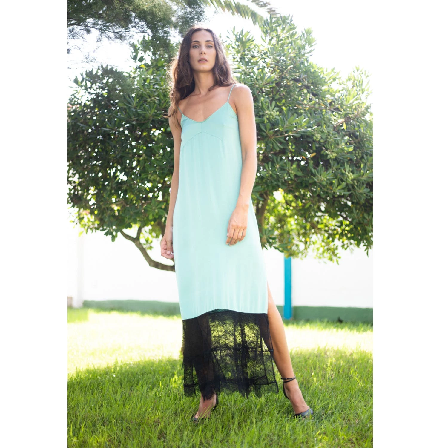 SOHUMAN Roselyn Navy-blue Dress With Black Detailed Fabric