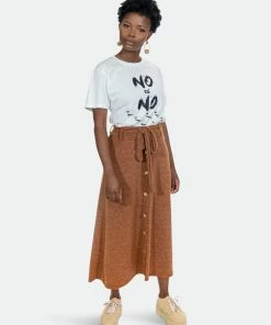 SOHUMAN Hayley Brown Belted Skirt With Buttons