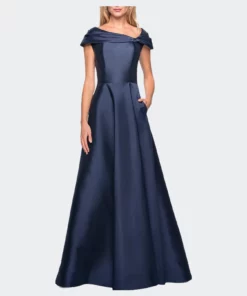 La Femme Ong A-Line Off The Shoulder Gown With Pockets