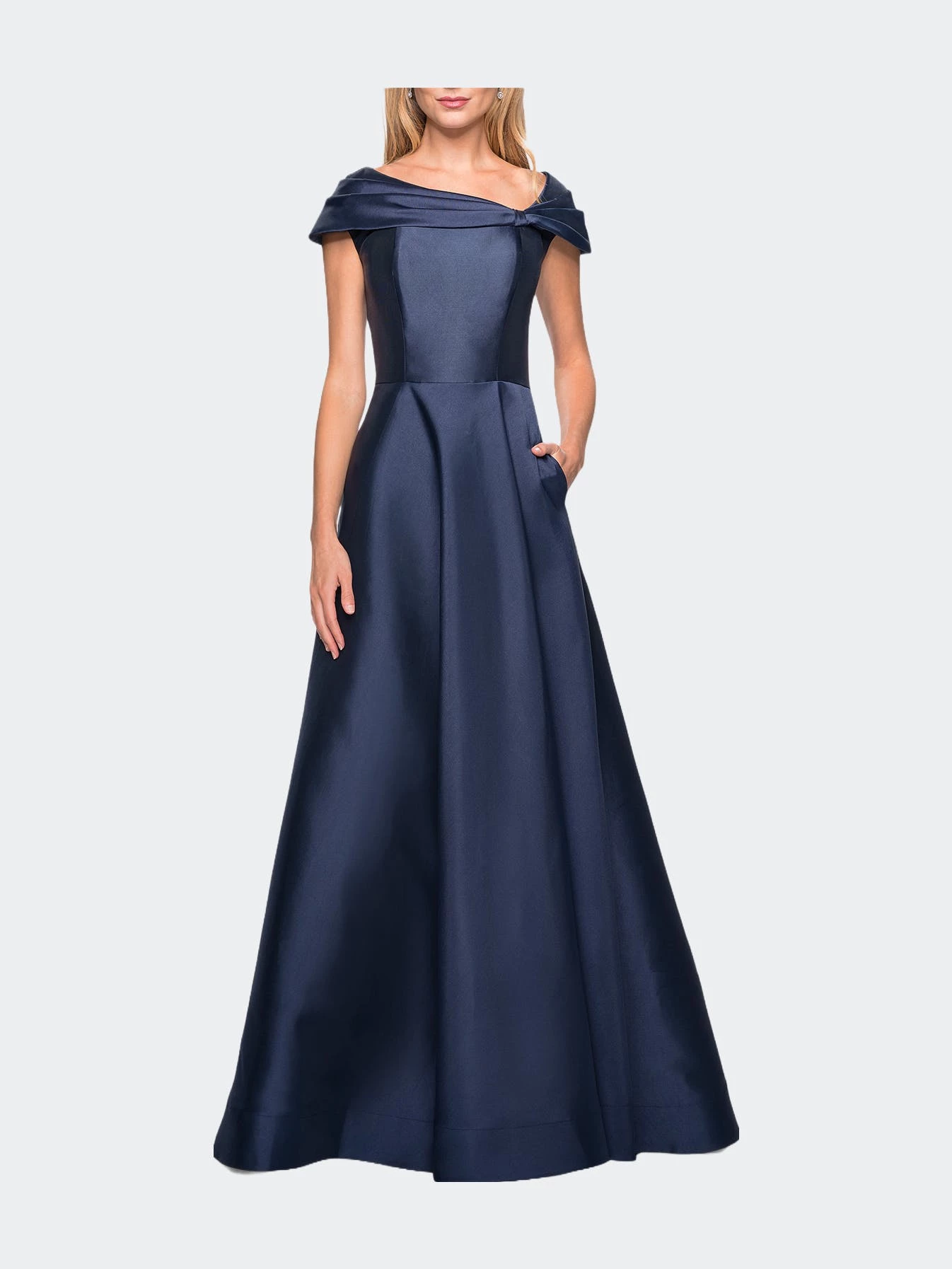 La Femme Ong A-Line Off The Shoulder Gown With Pockets