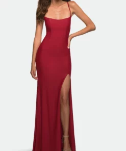 La Femme Ong Prom Dress In Luxurious Jersey With Slit