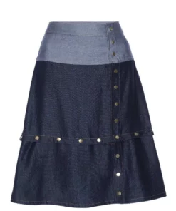 Lahive Gia Antiqued Multi-Length Denim Skirt