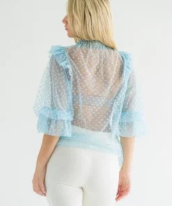 Lahive Parker Sheer Powder Polka Dot Blouse
