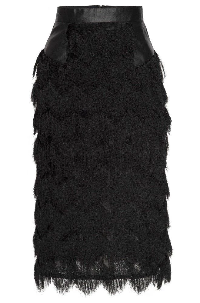 Lahive VALENTINA Noir Fringe Skirt In Multi-lengths