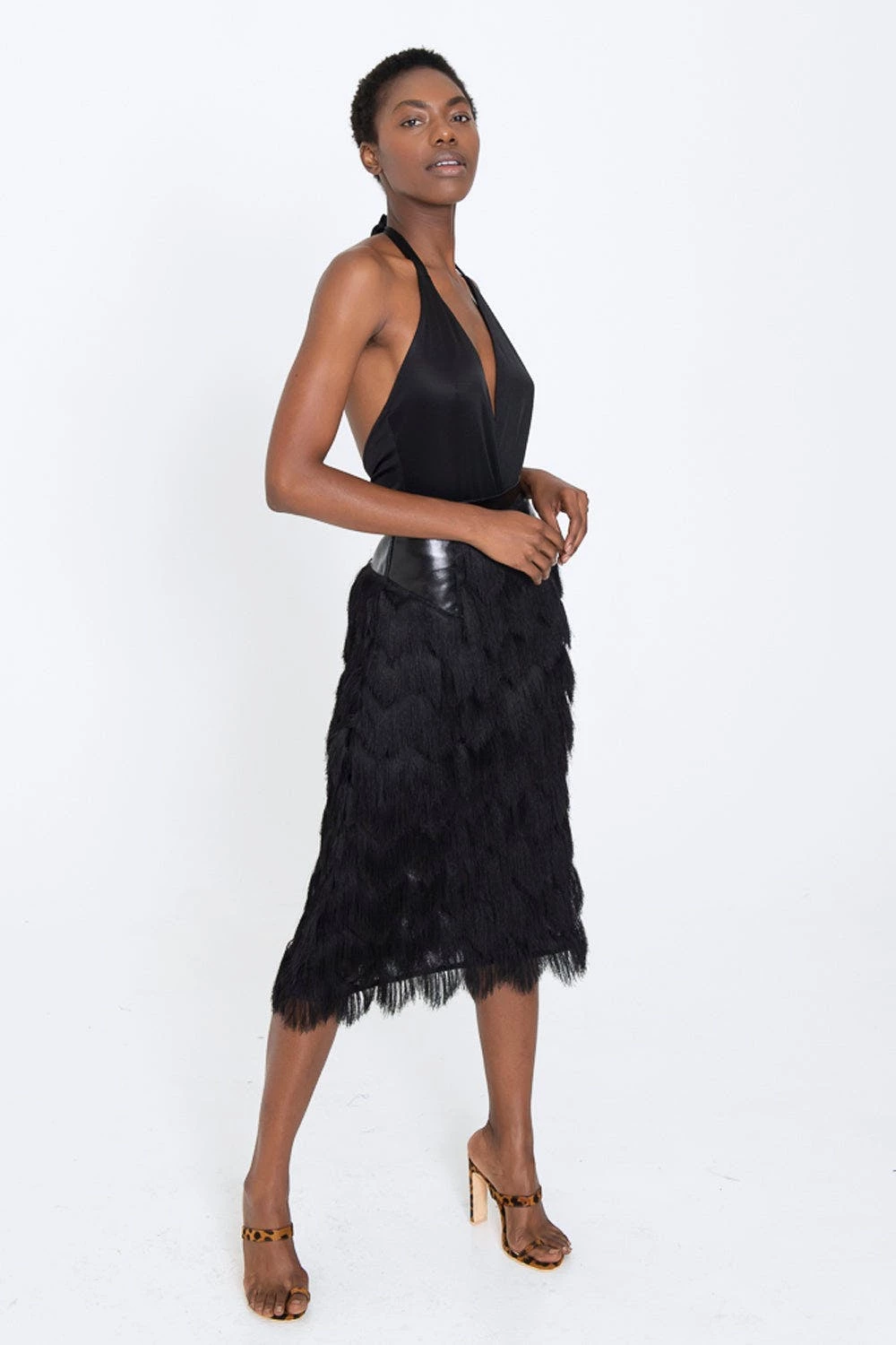 Lahive VALENTINA Noir Fringe Skirt In Multi-lengths - Image 4