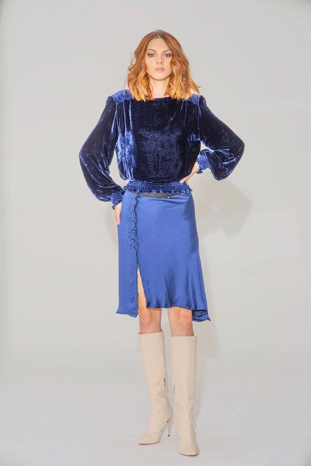 Lahive Sabine Cobalt Wrap Skirt - Image 3