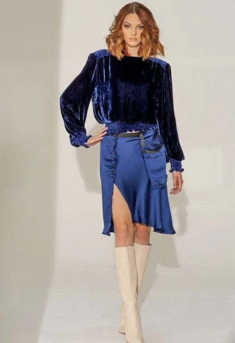 Lahive Sabine Cobalt Wrap Skirt