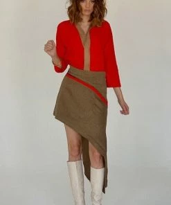 Lahive Agapi Asymmetrical Herringbone Skirt