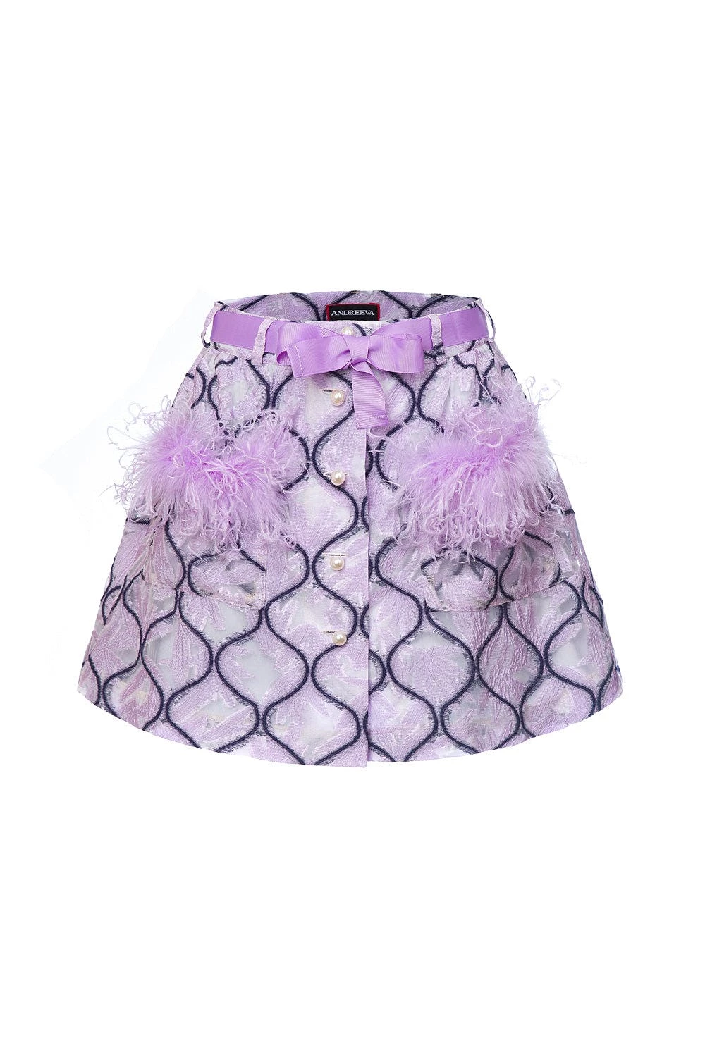 Andreeva Lavender Skirt With Feathers Details