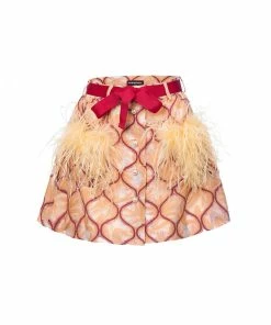Andreeva Peach Skirt With Feathers Details