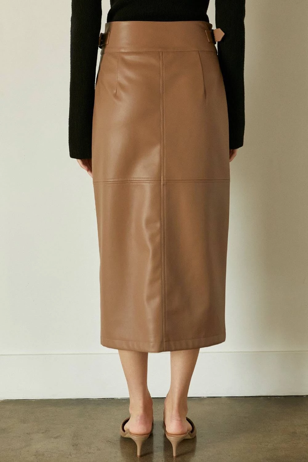 Crescent Natalie Vegan Leather Midi Skirt - Image 4
