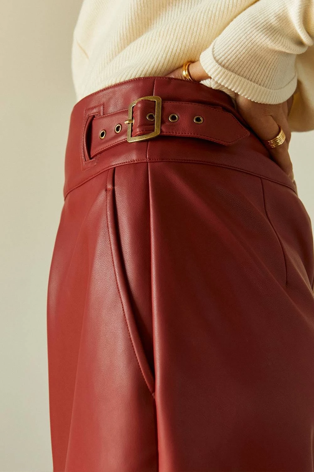 Crescent Natalie Vegan Leather Midi Skirt - Image 6