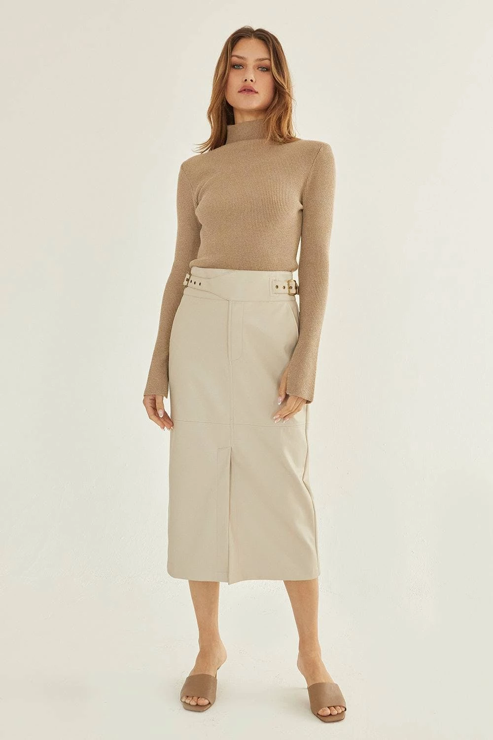 Crescent Natalie Vegan Leather Midi Skirt - Image 8