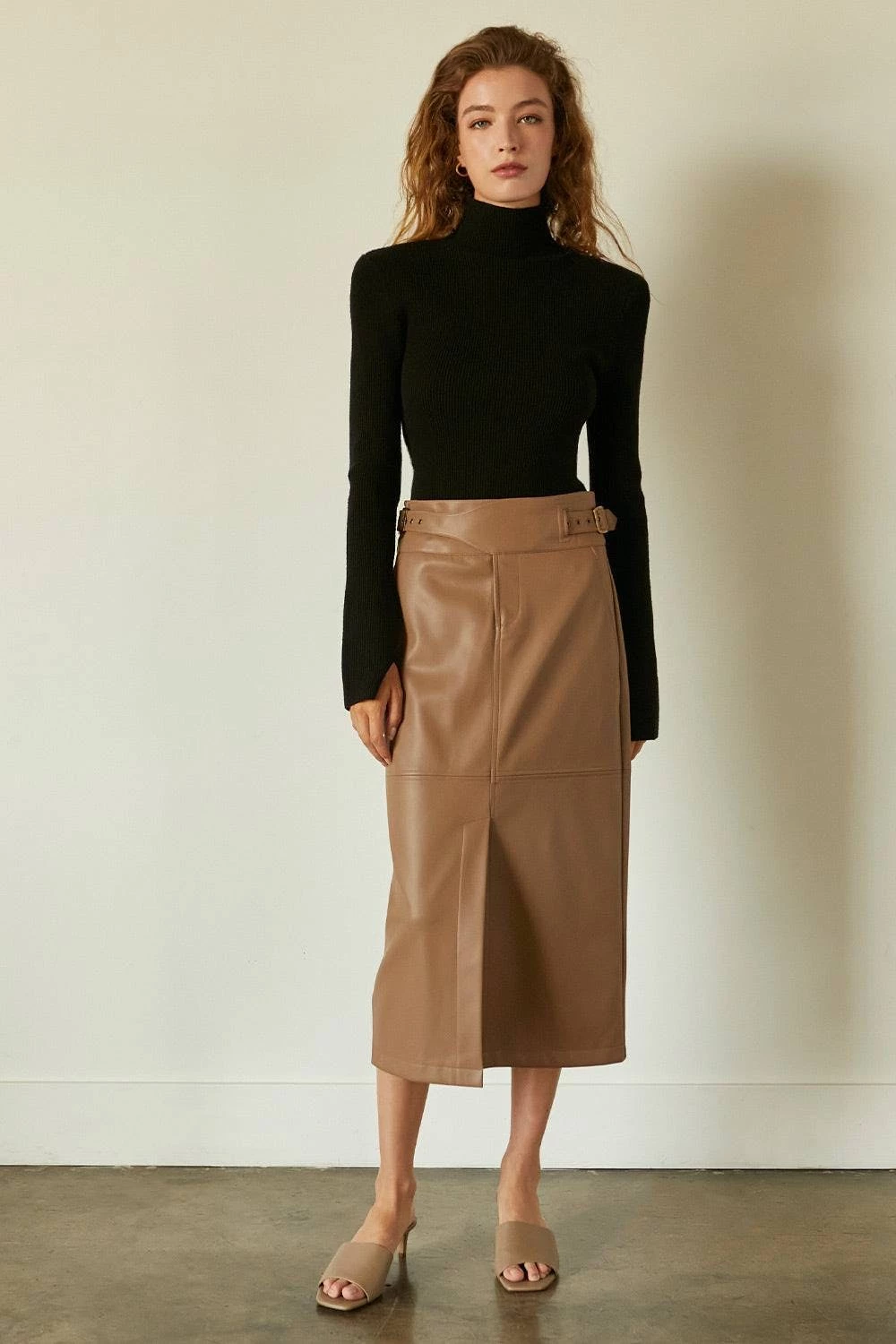 Crescent Natalie Vegan Leather Midi Skirt - Image 2