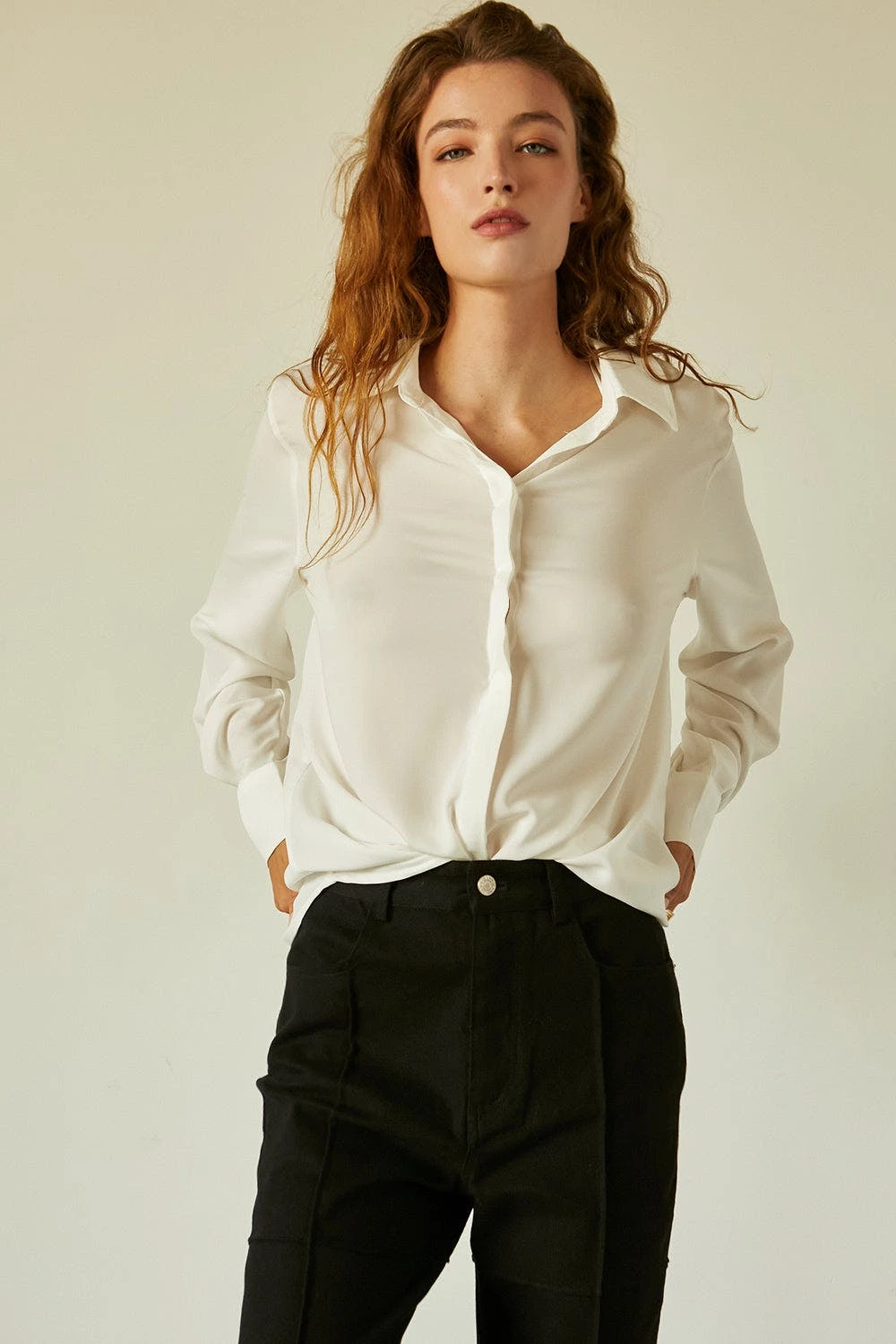 Crescent Ava Open Back Satin Shirt - Image 3