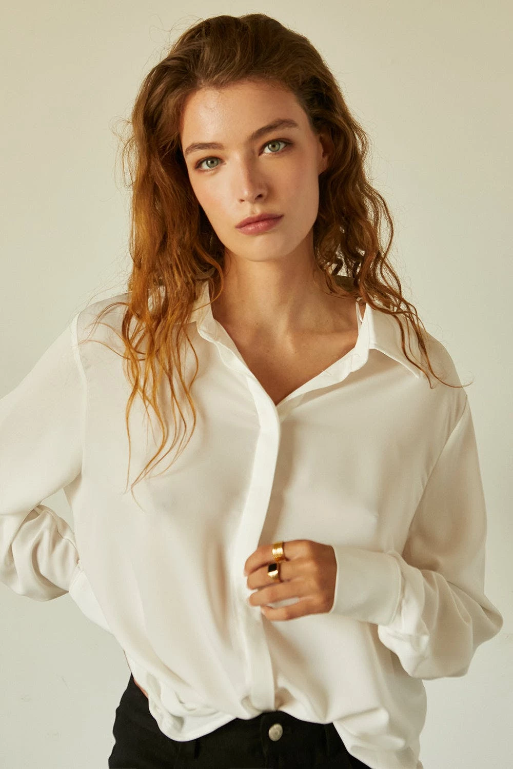 Crescent Ava Open Back Satin Shirt