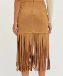 Crescent Letty Fringe Suede Skirt