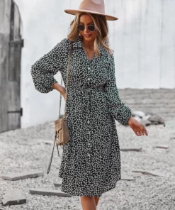 Anna-Kaci Floral Tie Waist Shirt Dress