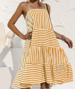 Anna-Kaci Striped Spring Ruffle Dress