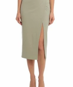 Avec Les Filles Rib Knit Midi Skirt