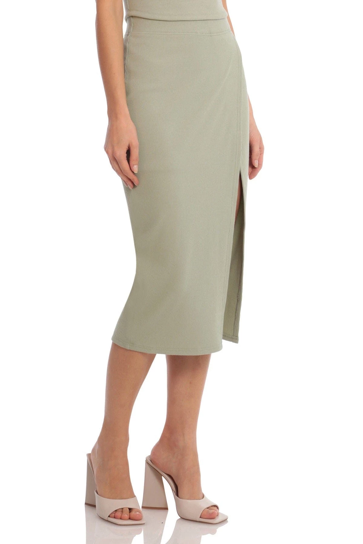 Avec Les Filles Rib Knit Midi Skirt - Image 3