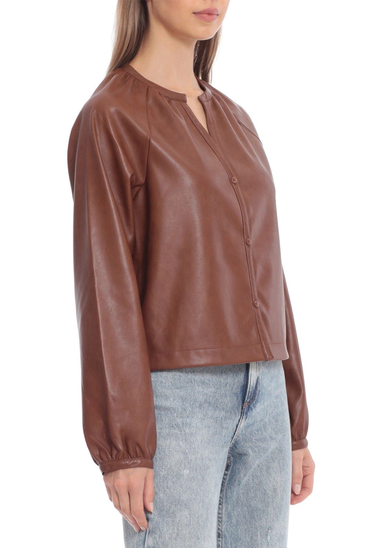 Avec Les Filles Aux Leather Raglan Sleeve Top - Image 3