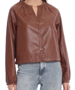 Avec Les Filles Aux Leather Raglan Sleeve Top