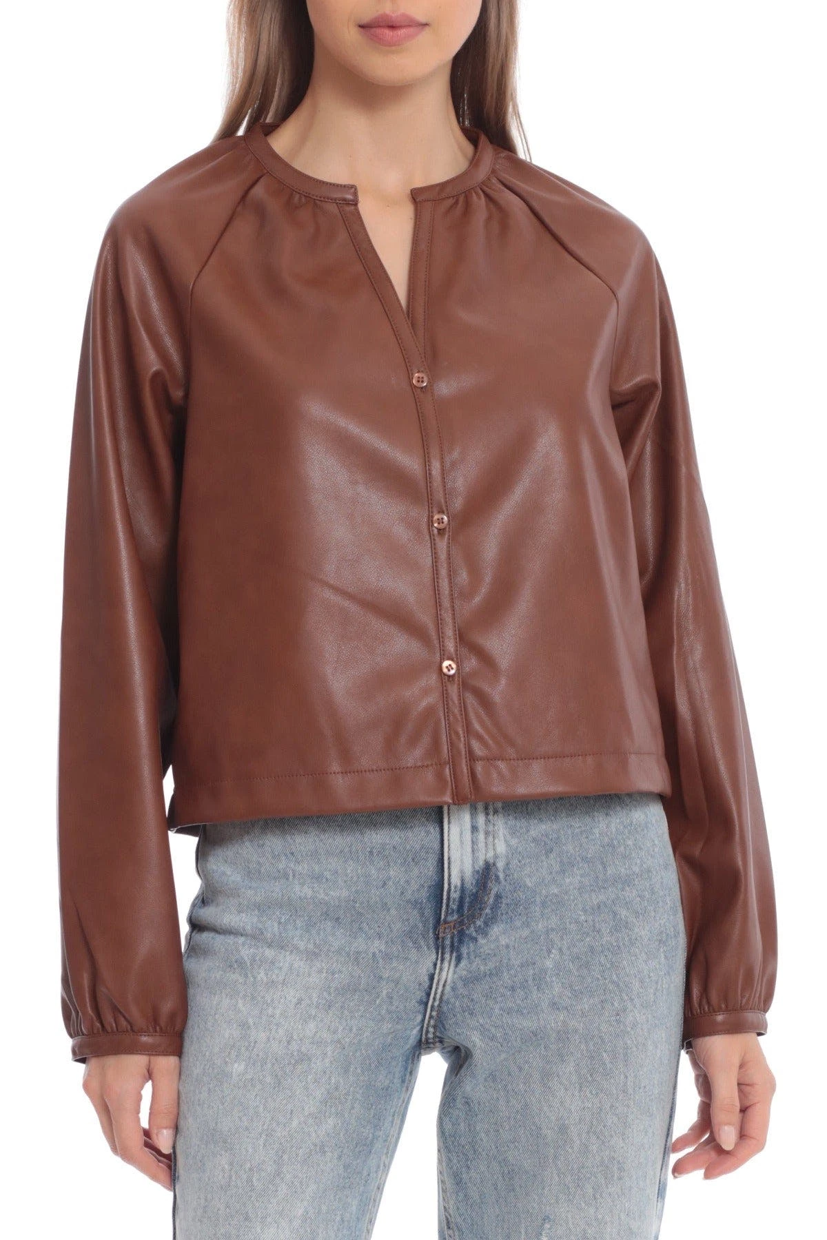 Avec Les Filles Aux Leather Raglan Sleeve Top