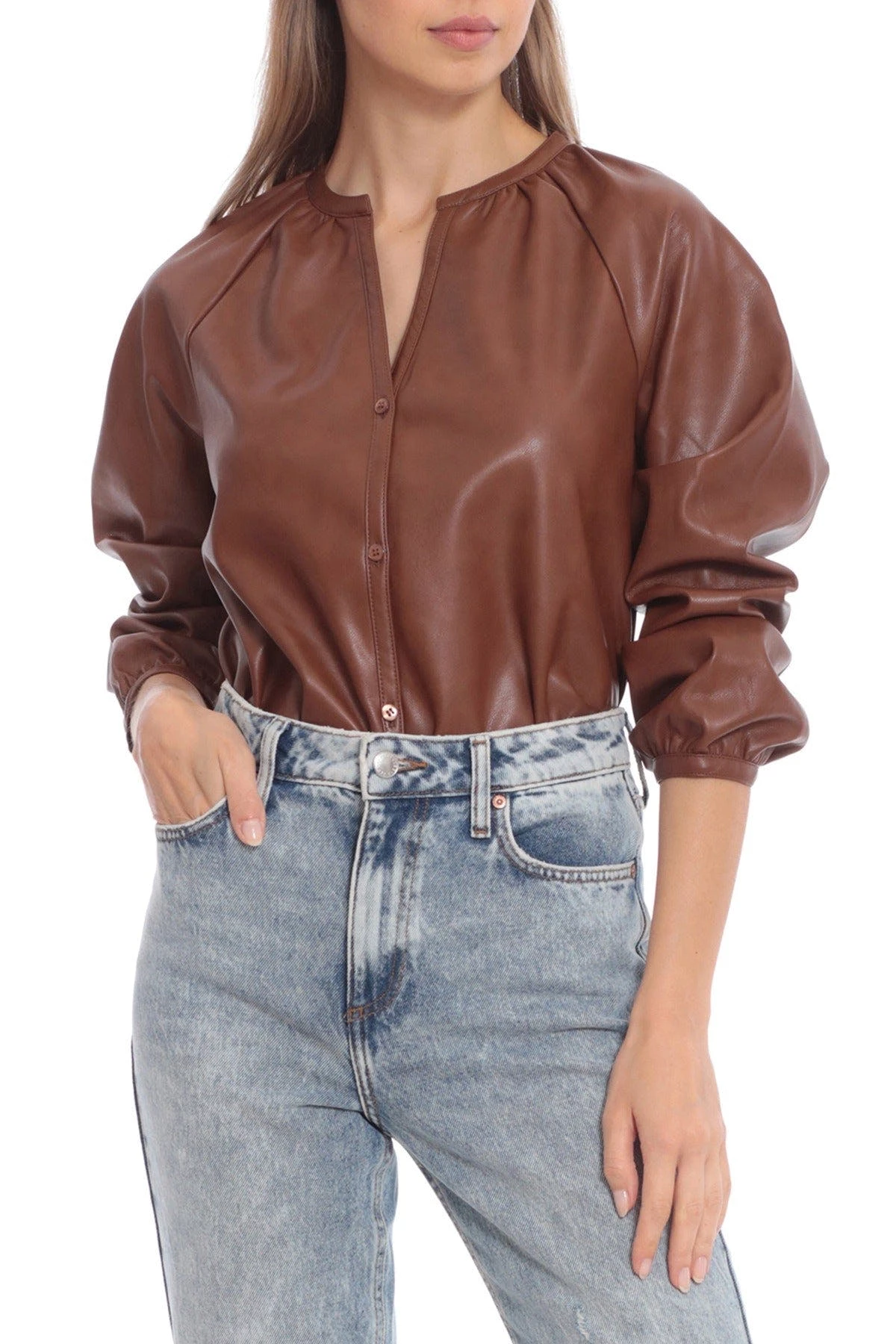 Avec Les Filles Aux Leather Raglan Sleeve Top - Image 2