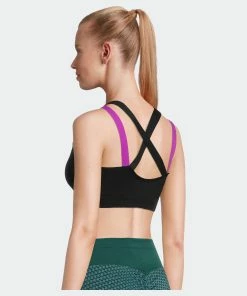 SOBEYO Sports Bra Padded Elastic Straps Cross Back - Black
