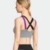 SOBEYO Sports Bra Padded Elastic Straps Cross Back - Gray