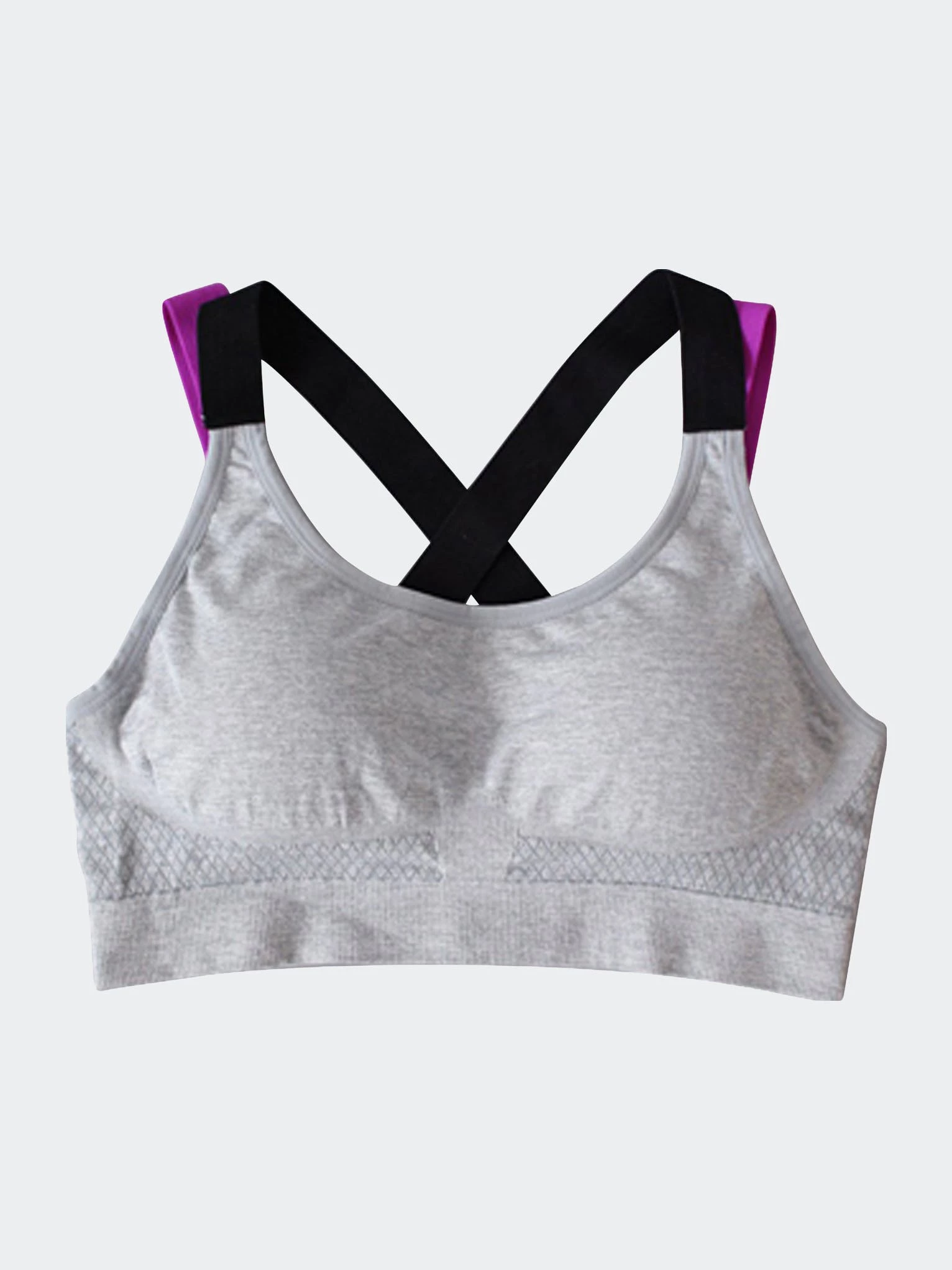 SOBEYO Sports Bra Padded Elastic Straps Cross Back - Gray - Image 2