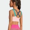 SOBEYO Sports Bra Padded Elastic Straps Cross Back - Pink