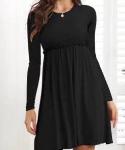 Anna-Kaci Lettuce Trim Empire Dress