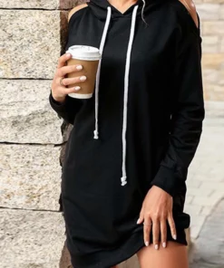 Anna-Kaci Shoulder Cutout Hoodie Dress