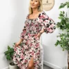 Anna-Kaci Square Neck Shirred Floral Dress