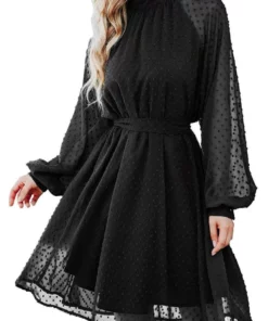 Anna-Kaci Mesh Sleeve Tie Back Dress