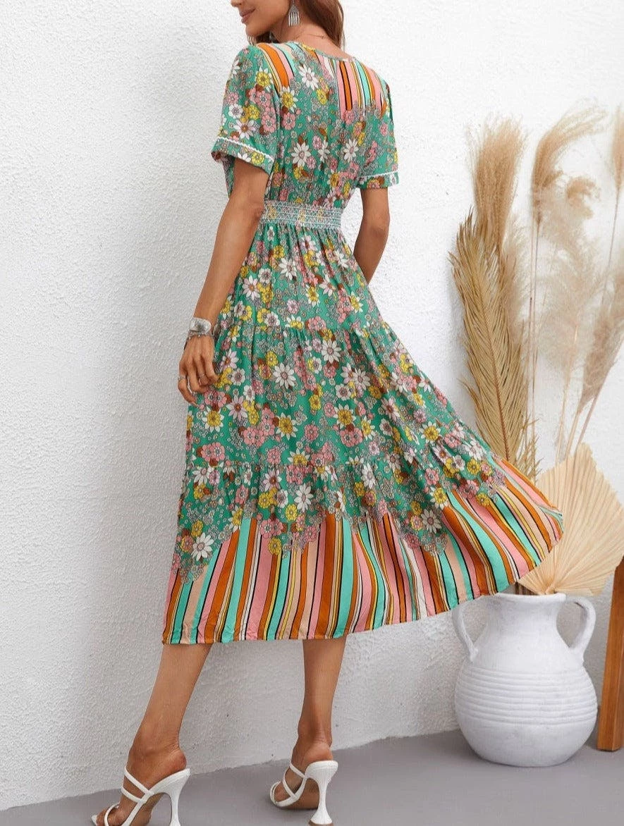 Anna-Kaci Multicolor Floral Retro Print Dress - Image 3