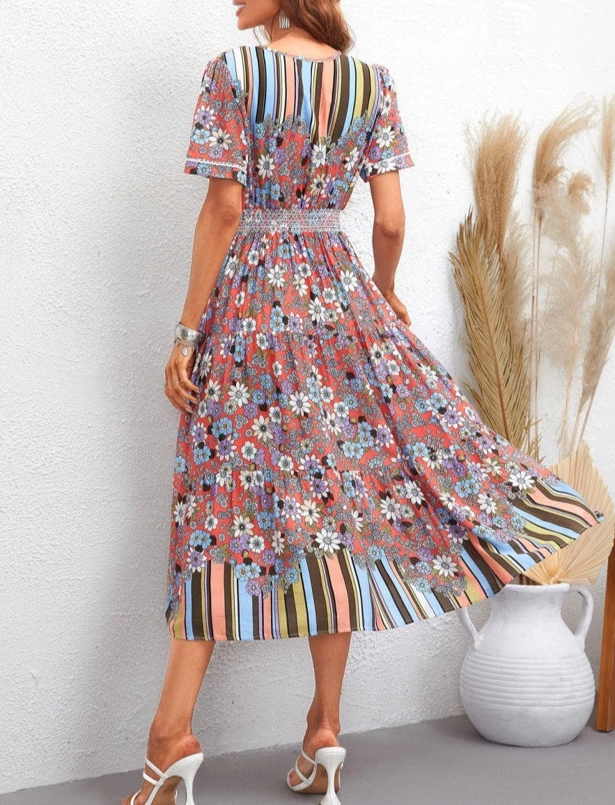 Anna-Kaci Multicolor Floral Retro Print Dress - Image 5